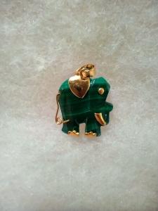 Gold-accented Malachite Elephant Pendant in Gemstone Jewelry niche