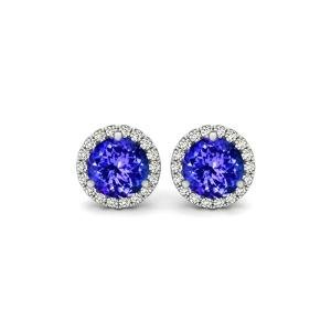 Sterling Silver Tanzanite and White Topaz Stud Earrings
