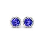 Sterling Silver Tanzanite and White Topaz Stud Earrings