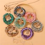 Set of 3 Green Jade Beaded Stretch Bracelets