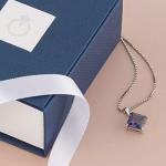 Alexandrite Princess Cut Pendant in 14K White Gold