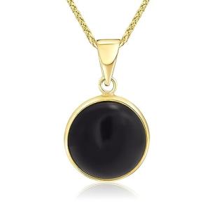 Dainty 14K Gold Onyx Pendant for Classy Women