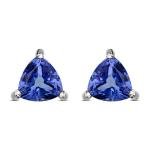 Blue Tanzanite Solitaire Stud Birthstone Earrings Silver Gemstone