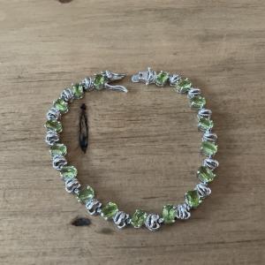 Green Peridot Sterling Silver Oval Tennis Bracelet Gemstone