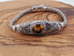 Sterling Silver Maderia Citrine Bracelet with Gold Accents