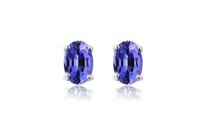 Genuine Tanzanite Oval Stud Earrings in 925 Silver