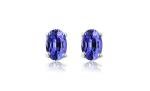 Genuine Tanzanite Oval Stud Earrings in 925 Silver