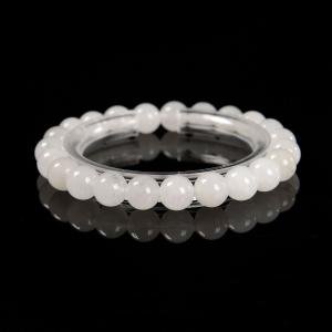 White Jade Round Bracelet in 6-10mm sizes