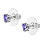 Blue Tanzanite Solitaire Stud Birthstone Earrings Silver Gemstone