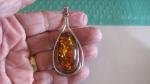Sterling Silver Amber Pendant in Trendy Style