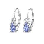 Genuine Tanzanite Teardrop Earrings for Women, Girls, Bridesmaids
