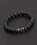 Handmade Lava Rock & Tiger Eye Gemstone Bracelet
