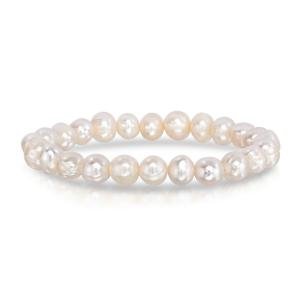 White Freshwater Pearl Stretch Bracelet - Women's Gemstone Jewelry