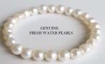 White Freshwater Pearl Stretch Bracelet - Women's Gemstone Jewelry