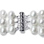 3-Row White Freshwater Pearl Bracelet, Sterling Silver, 7.25