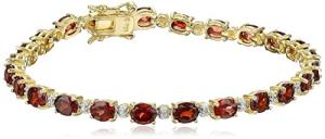 18k Gold Plated Garnet Diamond Tennis Bracelet