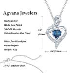 AGVANA Blue Topaz Necklace - Rose Heart Pendant