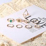 Bohemian Emerald Crystal Stackable Knuckle Ring Set