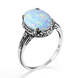 White Opal Floral Engagement Ring in Sterling Silver
