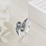 Sterling Silver Moss Agate Filigree Spoon Ring