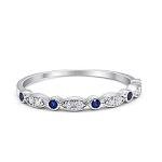 Art Deco 2mm Blue Sapphire Half Eternity Ring