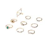 Bohemian Emerald Crystal Stackable Knuckle Ring Set