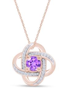 14k Gold Plated Inter Woven Amethyst Pendant Necklace