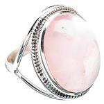 Rose Quartz Silver Ring - Boho Chic Statement Jewelry