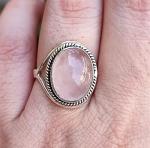 Rose Quartz Silver Ring - Boho Chic Statement Jewelry