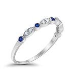 Art Deco 2mm Blue Sapphire Half Eternity Ring