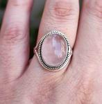 Rose Quartz Silver Ring - Boho Chic Statement Jewelry