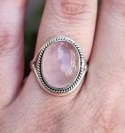 Rose Quartz Silver Ring - Boho Chic Statement Jewelry