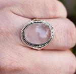 Rose Quartz Silver Ring - Boho Chic Statement Jewelry