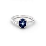 Blue Star Sapphire Ring with White Sapphire Accents