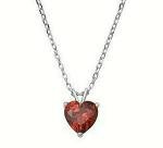 Ruby Heart Pendant Necklace in Sterling Silver