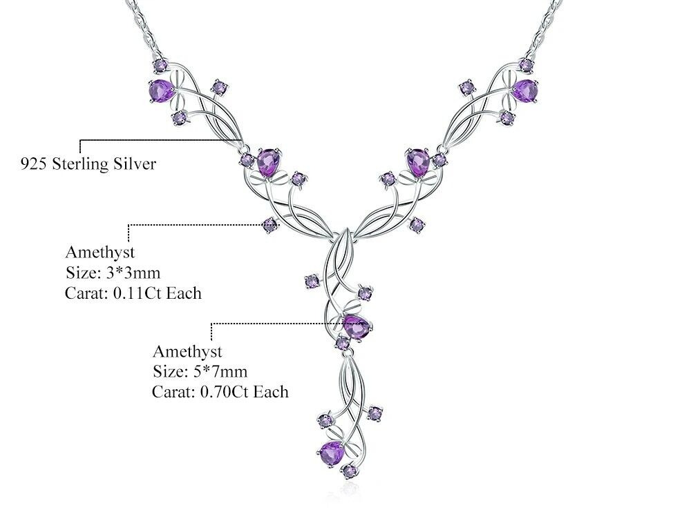 Handmade Vintage Amethyst Sterling Silver Bridal Necklace