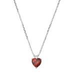 Ruby Heart Pendant Necklace in Sterling Silver