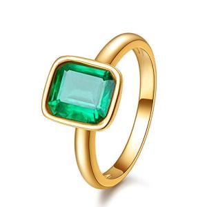 Emerald Cut CZ Solitaire Ring in Gold Plating