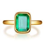 Emerald Cut CZ Solitaire Ring in Gold Plating