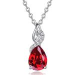 FANCIME Ruby Teardrop Pendant Necklace in 14K Gold