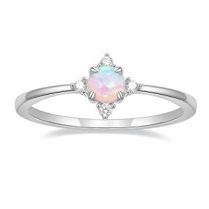 14K Gold Plated Opal Stackable Wedding Band