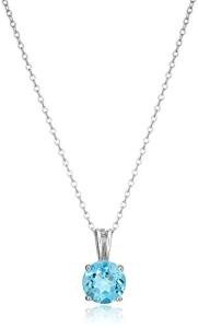 Swiss Blue Topaz Birthstone Pendant Necklace December Birthstone