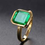 Emerald Cut CZ Solitaire Ring in Gold Plating