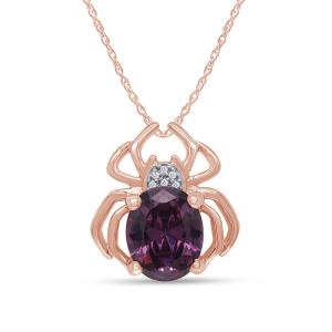 Amethyst Spider Pendant Necklace with Diamond in Rose Gold
