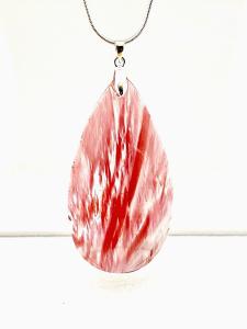 Red Cherry Quartz Pendant Necklace with Sterling Chain
