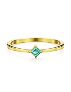Dainty Emerald Square Cut Ring in 18K Gold