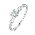 925 Sterling Silver Heart Opal Engagement Ring