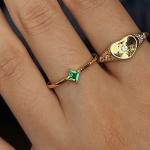 Dainty Emerald Square Cut Ring in 18K Gold