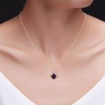 Amethyst Spider Pendant Necklace with Diamond in Rose Gold