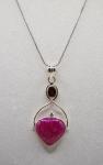 Garnet and Pink Dragon Vein Agate Pendant Necklace